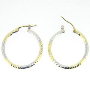 2MM D.Cut Knife Edge Tube Hoop Earrings 10KT TT/22MM    *FINAL SALE*