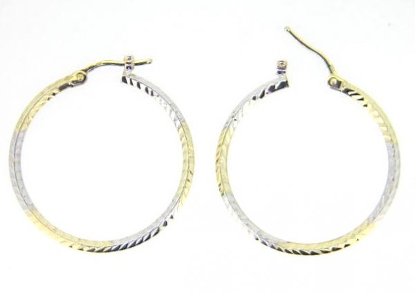 2MM D.Cut Knife Edge Tube Hoop Earrings 10KT TT/25MM    *FINAL SALE*