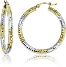 3MM Tube Hoop D.Cut Earrings 10KT TT/36MM    *FINAL SALE*