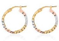 2MM D.Cut Square Tube Hoop Earrings 10KT TC/35MM    *FINAL SALE*
