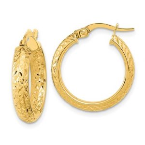 3MM Tube Hoop D.Cut Earrings 10KT/21MM    *FINAL SALE*