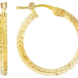 2MM D.Cut Knife Edge Tube Hoop Earrings 10KT/15MM    *FINAL SALE*