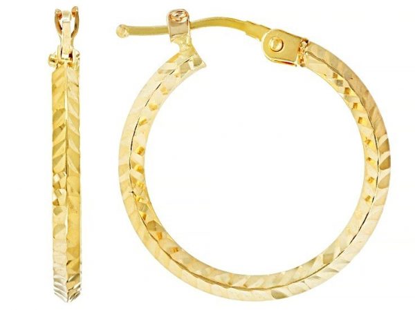 2MM D.Cut Knife Edge Tube Hoop Earrings 10KT/15MM    *FINAL SALE*