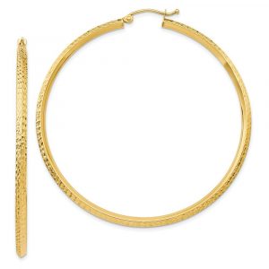 2mm D.Cut Knife Edge Hoop Earrings 10KT/53MM  *FINAL SALE*