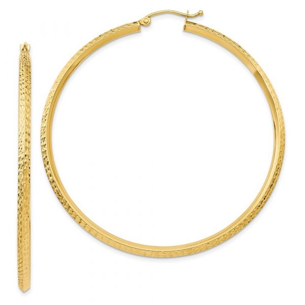2mm D.Cut Knife Edge Hoop Earrings 10KT/53MM  *FINAL SALE*