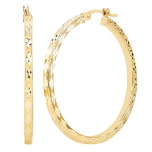2MM D.Cut Square Edge Tube Hoop Earrings 10KT/24MM    *FINAL SALE*