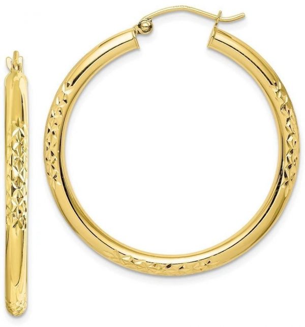 2MM D.Cut Tube Hoop Earrings 10KT/45MM    *FINAL SALE*
