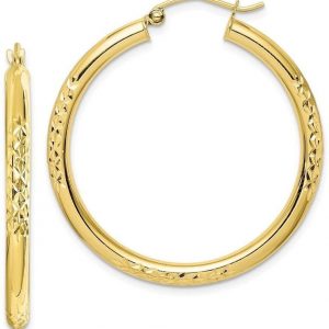 2MM D.Cut Tube Hoop Earrings 10KT/45MM    *FINAL SALE*