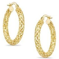3MM D.Cut Basket Weave Tube Hoop Earrings 10KT/32MM *FINAL SALE*