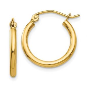 2MM High Polish Tube Hoop Earrings 10KT/19MM    *FINAL SALE*