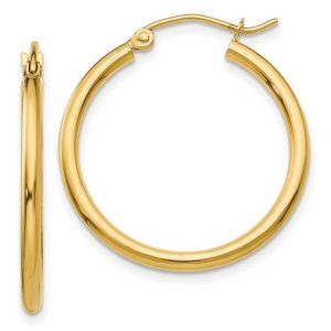 2MM High Polish Tube Hoop Earrings 10KT/24MM    *FINAL SALE*