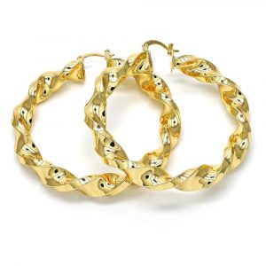 5MM D.Cut Twist Hoop Earrings 10KT/24MM    *FINAL SALE*