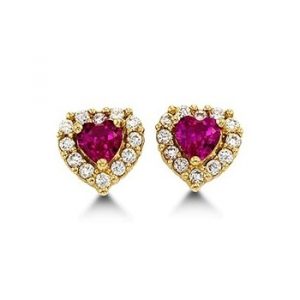 JUL Sim. Birthstone Heart & Cubic Zirconia Baby Screwback Stud Earrings 14KT/5.5MM           *FINAL SALE*