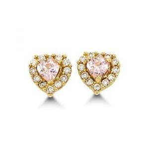 OCT Sim. Birthstone Heart & Cubic Zirconia Baby Screwback Stud Earrings 14KT/5.5MM           *FINAL SALE*