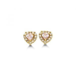 OCT Sim. Birthstone Heart & Cubic Zirconia Baby Screwback Stud Earrings 14KT/5.5MM           *FINAL SALE*
