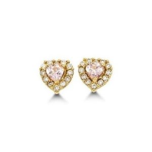 OCT Sim. Birthstone Heart & Cubic Zirconia Baby Screwback Stud Earrings 14KT/5.5MM           *FINAL SALE*