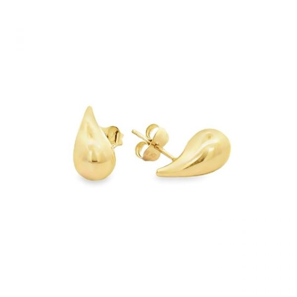 Rain Drop Puffed High Polish Stud Earrings 10KT/13MM     *FINAL SALE*