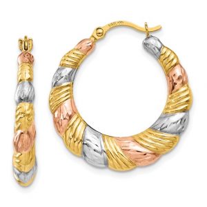 Scalloped Design Hoop Earring 14KT TC/22MM  *FINAL SALE*
