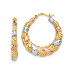 Scalloped Design Hoop Earring 14KT TC/22MM  *FINAL SALE*