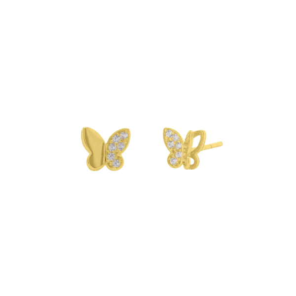 Butterfly Cubic Zirconia Pave Stud Earrings 10KT/6MM  *FINAL SALE*