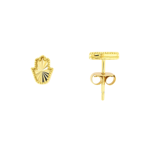 Hamsa Sun Burst Pattern Stud Earrings 10KT/8MM   *FINAL SALE*