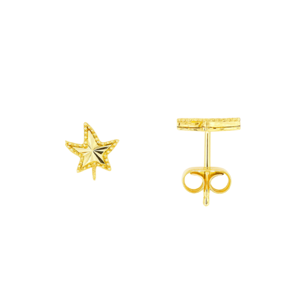 Maple Leaf Sun Burst Pattern Stud Earrings 10KT/9MM   *FINAL SALE*