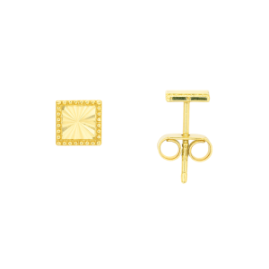 Square Sun Burst Pattern Stud Earrings 10KT/6MM    *FINAL SALE*