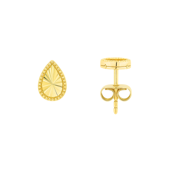 Tear Drop Sun Burst Pattern Stud Earrings 10KT/8MM    *FINAL SALE*