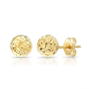 8MM D.Cut Ball Stud Earrings 10KT  *FINAL SALE*