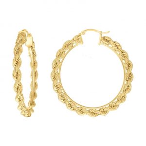3MM Rope Hoops Earrings 10KT/20MM