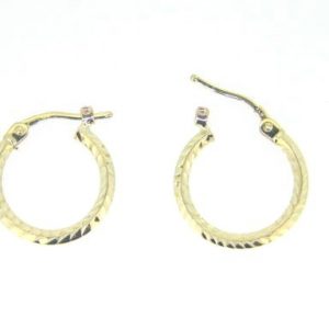 2MM D.Cut Knife Edge Hoop Earrings 10KT/15MM  *FINAL SALE*