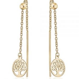 Tree Of Life Pull Thru Dangle Earrings 10KT/8MM   *FINAL SALE*