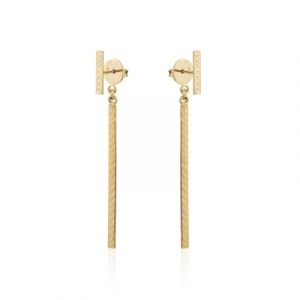 Bar D.Cut Stud W/Dangle D.Cut Bar Drop Earrings 10KT/42MM   *FINAL SALE*