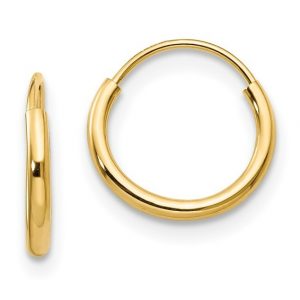 1.5MM Tube Tube Flex Sleeper Hoop Earrings 10KT/15MM   *FINAL SALE*