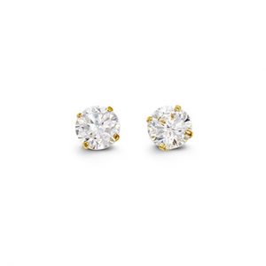 4MM Cubic Zirconia Stud Earrings 14KT   *FINAL SALE*