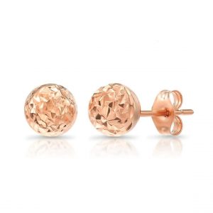 4MM D.Cut Ball Stud Earrings 10KT PK   *FINAL SALE*