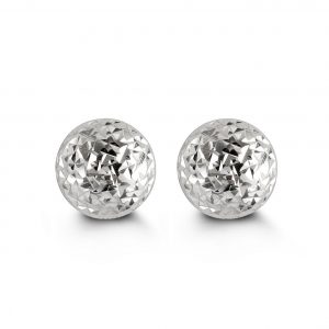 8MM D.Cut Ball Stud Earrings 10KT WG   *FINAL SALE*