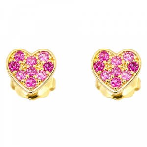 Pink Cubic Zirconia Heart Stud Baby Screwback Earrings 10KT   *FINAL SALE*