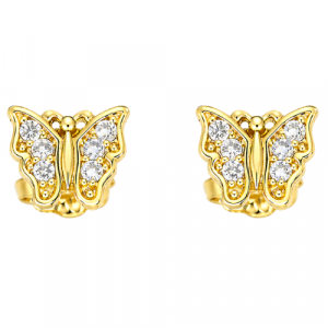 Cubic Zirconia Butterfly Stud Baby Screwback Earrings 10KT   *FINAL SALE*