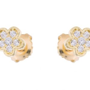 Cubic Zirconia Flower Stud Baby Screwback Earrings 10KT    **FINAL SALE**