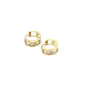 Square Cubic Zirconia Huggie Hoop Earrings 10KT /13MM  *FINAL SALE*