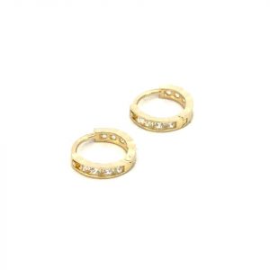 Cubic Zirconia Inside/Out Huggie Hoop Earrings 10KT/12MM  *FINAL SALE*