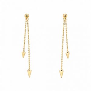 Hanging Double Dangle Chain & Arrow Stud Earrings 10KT  *FINAL SALE*