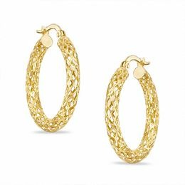 3MM D.Cut Basket Weave Tube Hoop Earrings 10KT/18MM    *FINAL SALE*