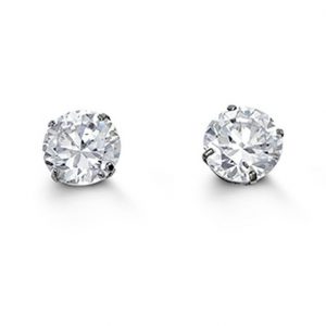 5MM Cubic Zirconia Stud Earrings 14KT WG   *FINAL SALE*