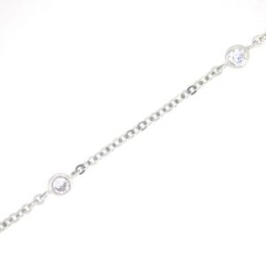 Rolo Link & Bezel Cubic Zirconia Station 18" Chain 10KT WG *CLEARANCE-FINAL SALE*