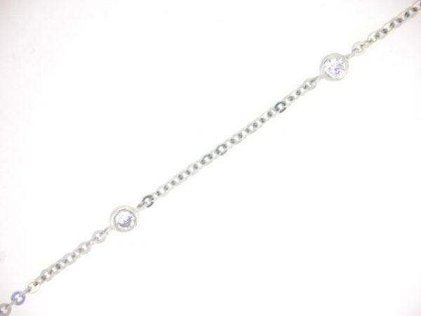 Rolo Link & Bezel Cubic Zirconia Station 18" Chain 10KT WG   *CLEARANCE-FINAL SALE*