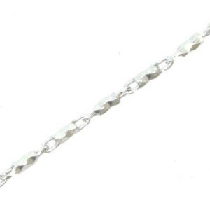 22" D.Cut Pineapple Solid Link Chain Italian 10KT WG/1.2MM