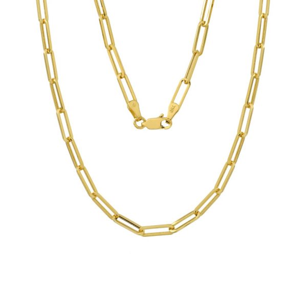 20" Paper Clip Solid Link Chain Italian 10KT/2.2MM