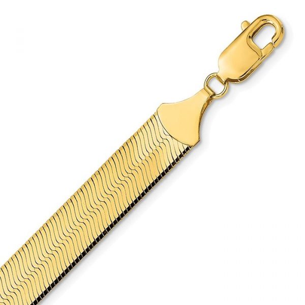 18" Herringbone 10KT/10MM     *No Warranty For Kinks & Damage*  *CLEARANCE-FINAL SALE*  - Will Bend Easily - Should Never Be Worn With A Pendant